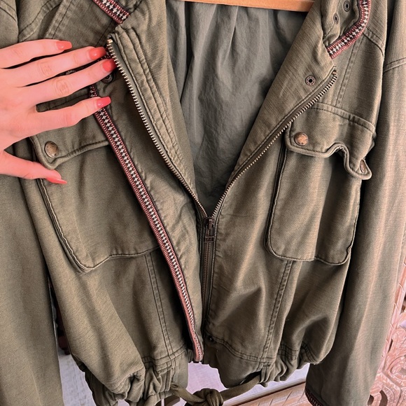 FREE PEOPLE FLIGHT LINE BOMBER JACKET CARGO GREEN MILITARY 🌸 - Picture 9 of 16